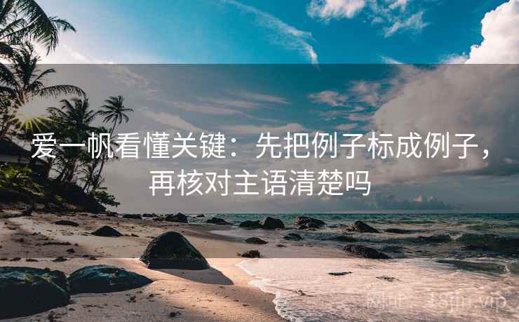 爱一帆看懂关键：先把例子标成例子，再核对主语清楚吗